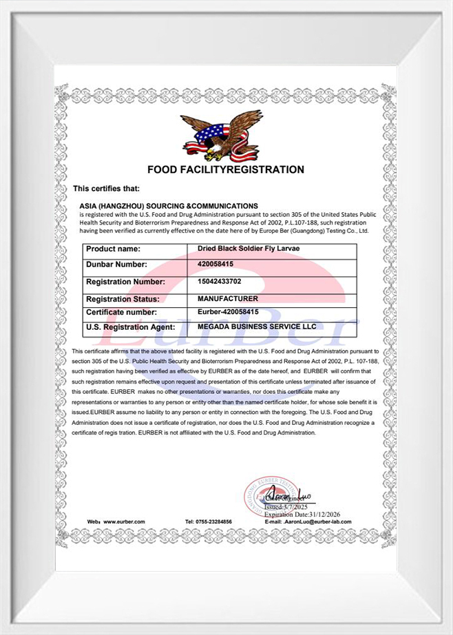 FDA Registration Certificate - ASIA (HANGZHOU) SOURCING &COMMUNICATIONS