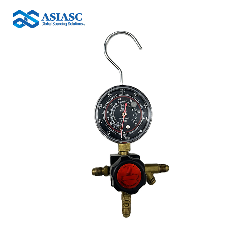 MD3007 High-Pressure Single Manifold Gauge Set with Oil-Filled Anti-Vibration Gauge