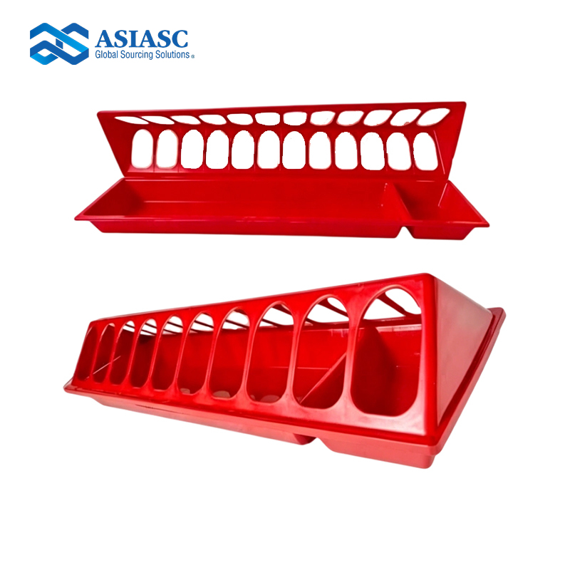 MD930302 Red Long Trough 2-in-1 Poultry Feeder and Drinker Set