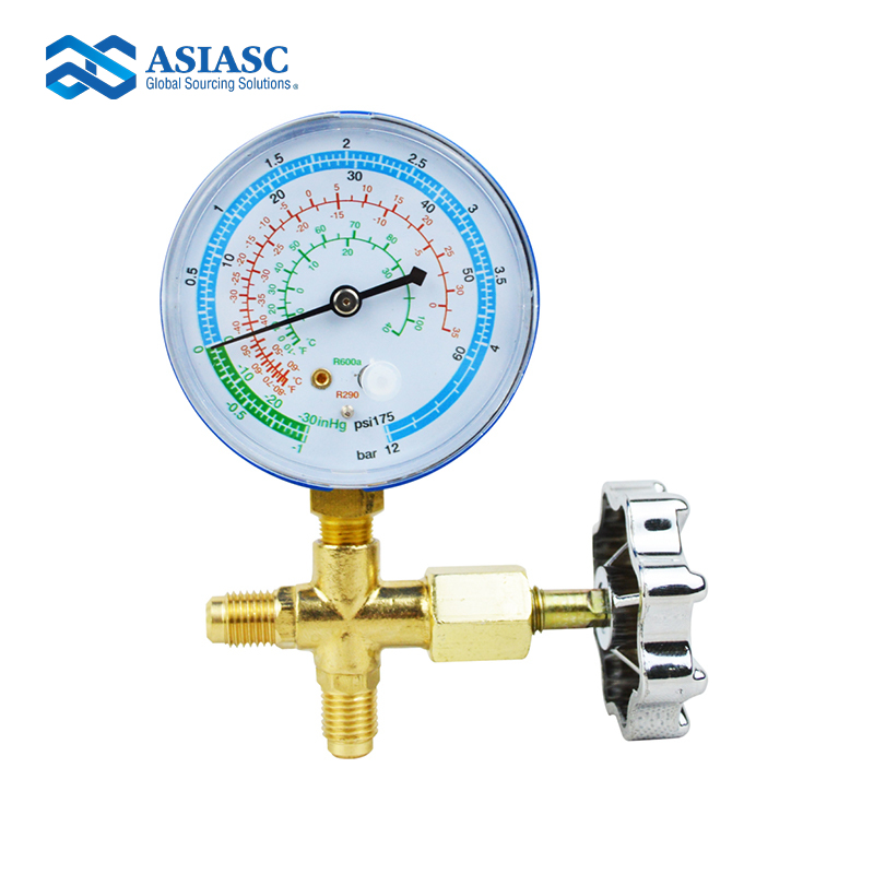 MD3011 Single Manifold Gauge – Refrigeration Service Pressure Gauge with Tee Valve